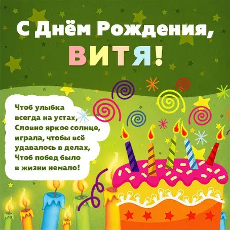 Открытка открытки с именем Виктор - Открытка с Днем Рождения: Торт и свечи | Красивая открытка #90