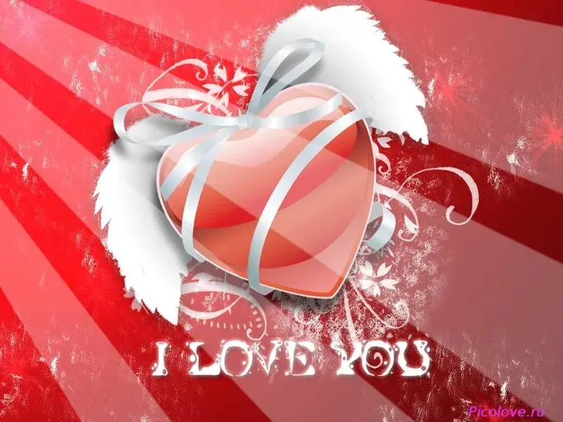 Открытка I love you - Красная открытка с сердцем и надписью "I LOVE YOU" | Красивая открытка #13