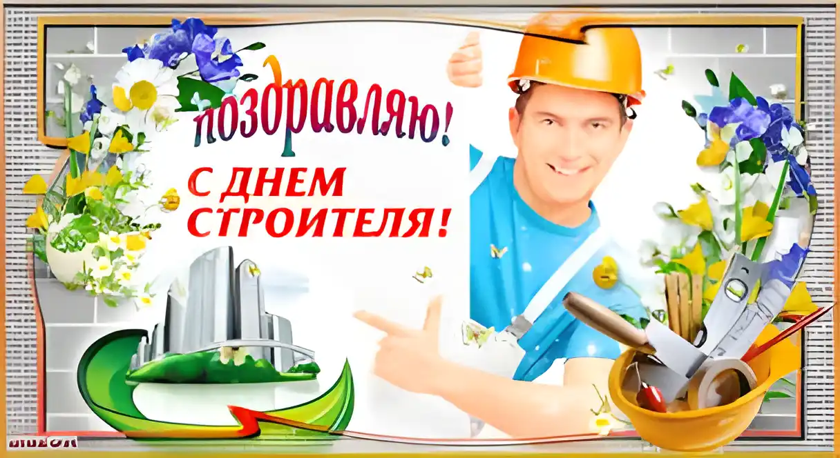 Открытка День строителя - Открытка с Днем строителя: фото, поздравления | Красивая открытка #73